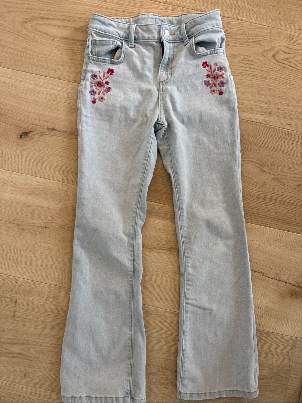 Jumping Beans - Tween Light Blue Jeans with Pink Floral Embroidery